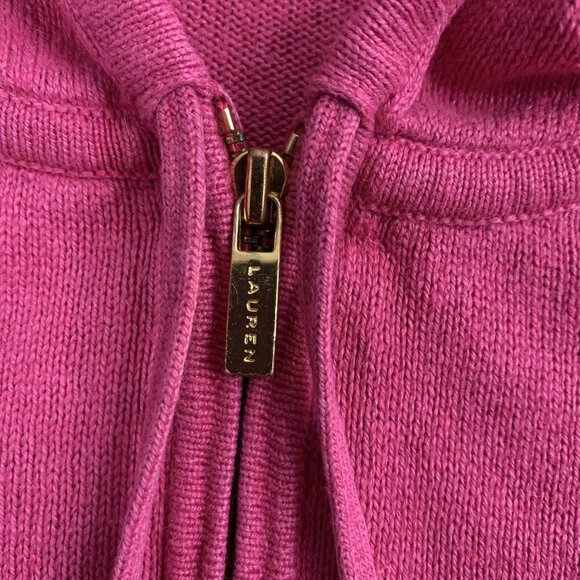 Lauren Ralph Lauren Jacket Women XS Pink Full Zip-Up Hoodie Knit Casual Preppy - Picture 6 of 11